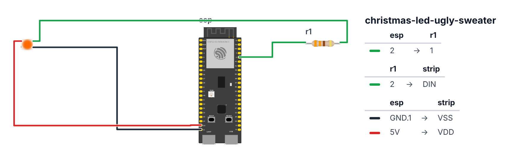 Wiring for LED Ugly Christmas Sweater